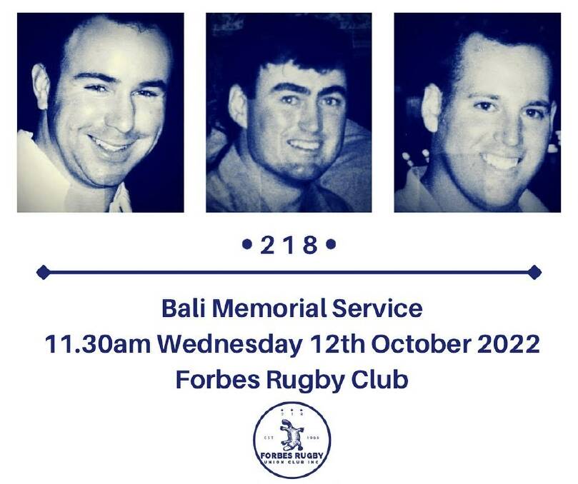 The Forbes Rugby Club continues to rally around the families of Paul Cronin, Brad Ridley and Greg Sanderson, and Wednesday's 20th anniversary will be no different. 