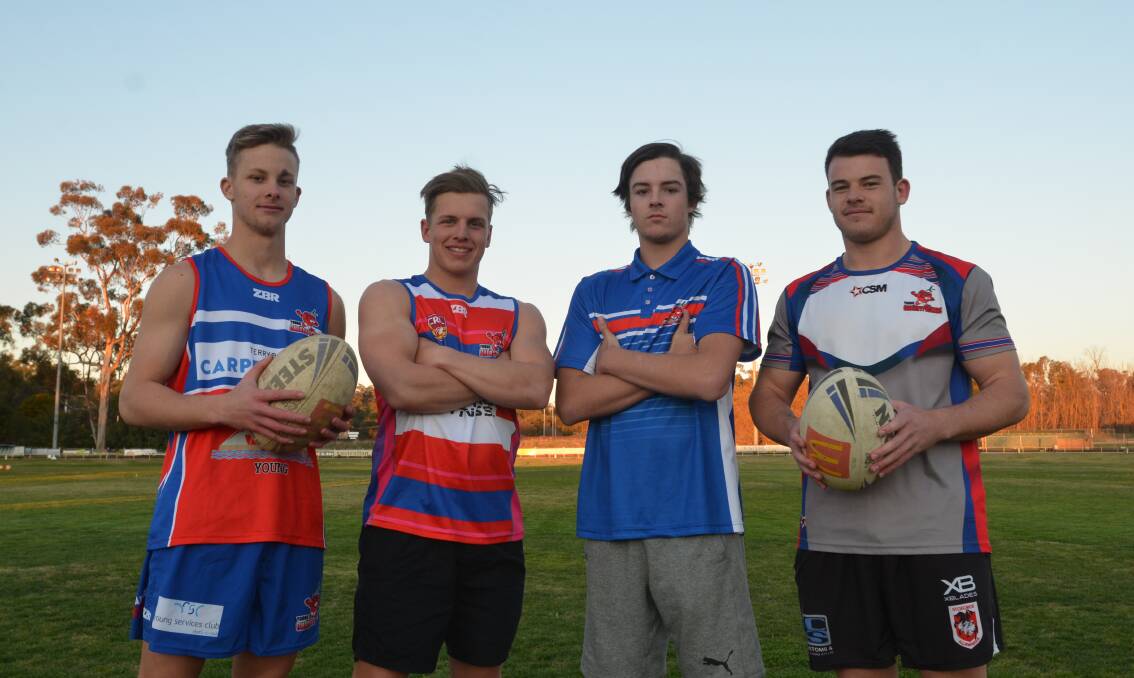 READY TO FIRE: Michael Downer, Ben Baker, Duke Maloney and Blake Coombes are looking to help Young to back-to-back premierships in the Sullivan Cup when they tackle Gundagai on Sunday.
