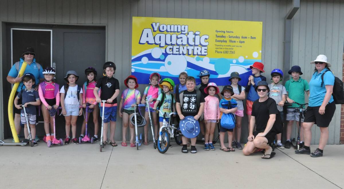 Annette's Place Holiday Care group and educational leaders spend the day at the Young Aquatic Centre on Thursday.