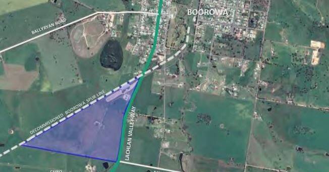 The shaded area has been identified as a possible site for a logistics hub near Boorowa.