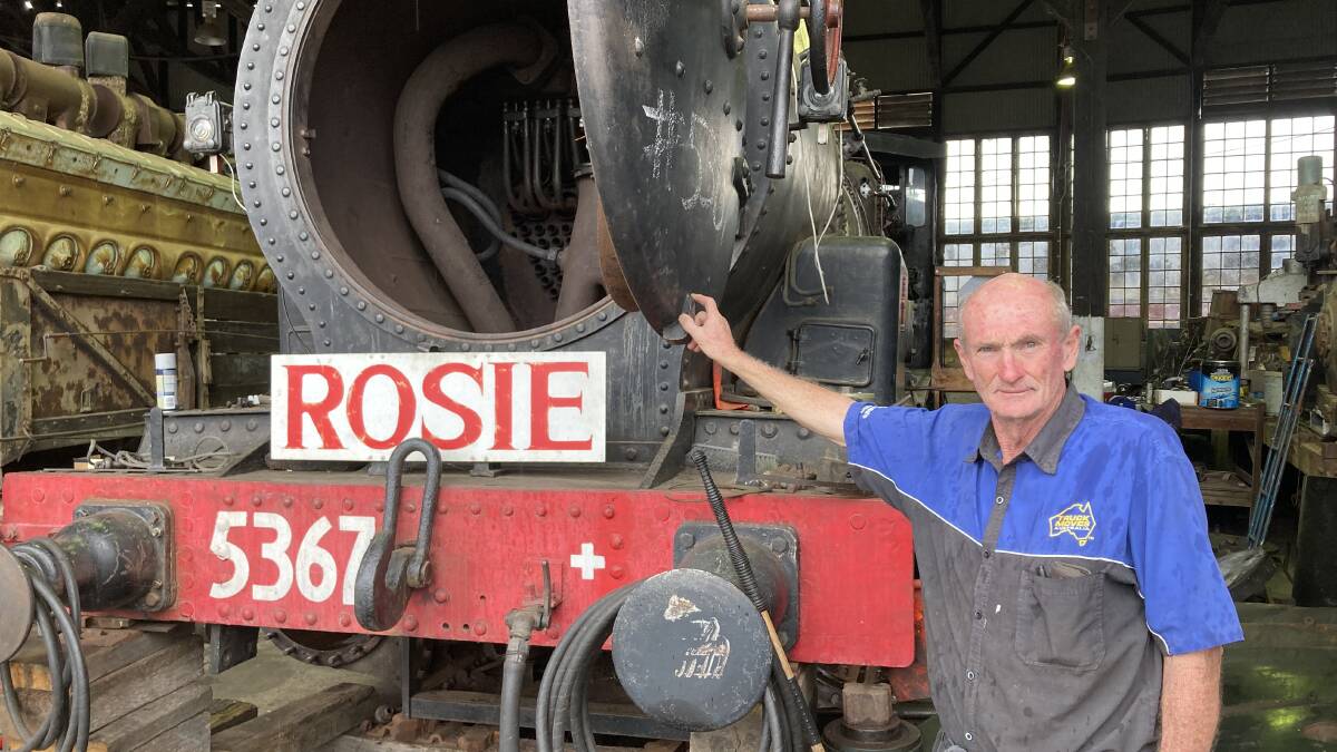 Lachlan Valley Rail volunteer Mick Ellis with Rosie.