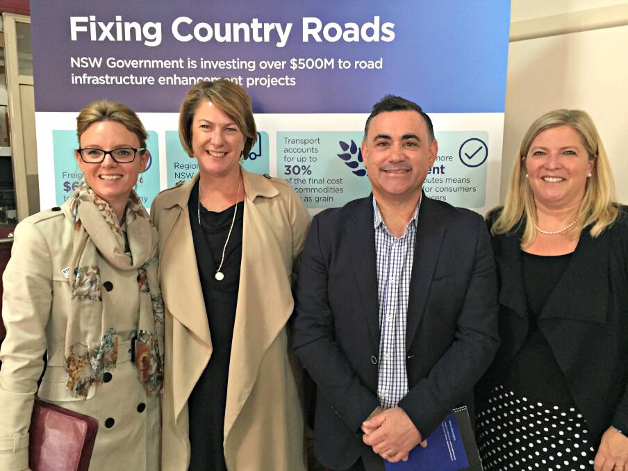 Road warriors: NSW National's Steph Cooke, Melinda Pavey, John Barilaro and Bronnie Taylor at the forum. Picture: Craig Thomson.