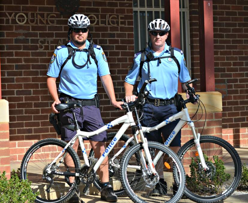 ON THE BIKE: Acting Sergeant Brendan Sirol and Senior Constable Bill Sutcliffe.Picture: Craig Thomson.