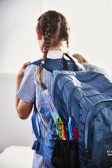 TIP: Backpacks should always weigh less than 10 per cent of your child’s body weight.