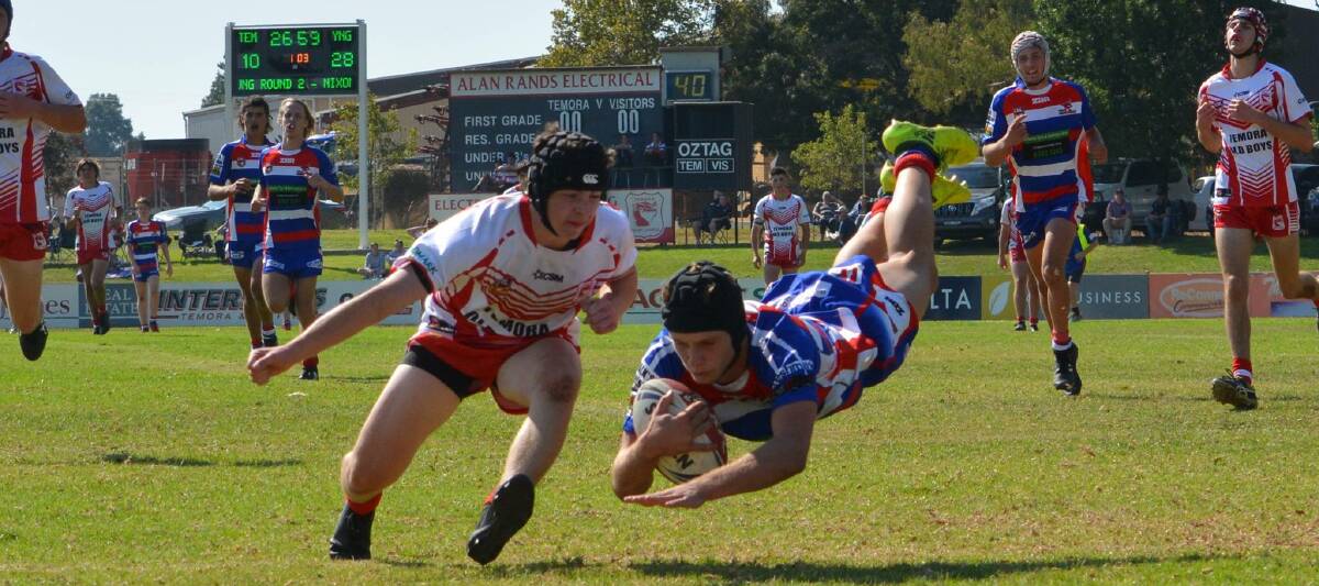 TRY TIME: Nicolas Hall’s second half try double set up the Cherrypickers' win. “He did what he does best, he took the line on and played creatively," club president Garry Lucas said. Photo: Bec Goodlock.