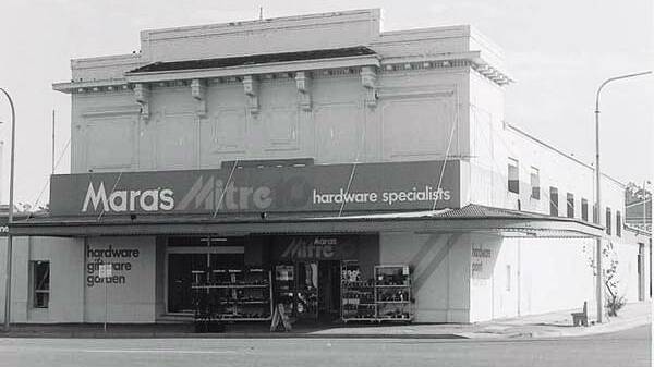 Strand Theatre when it was a hardware store, now Rivers Clothing store.