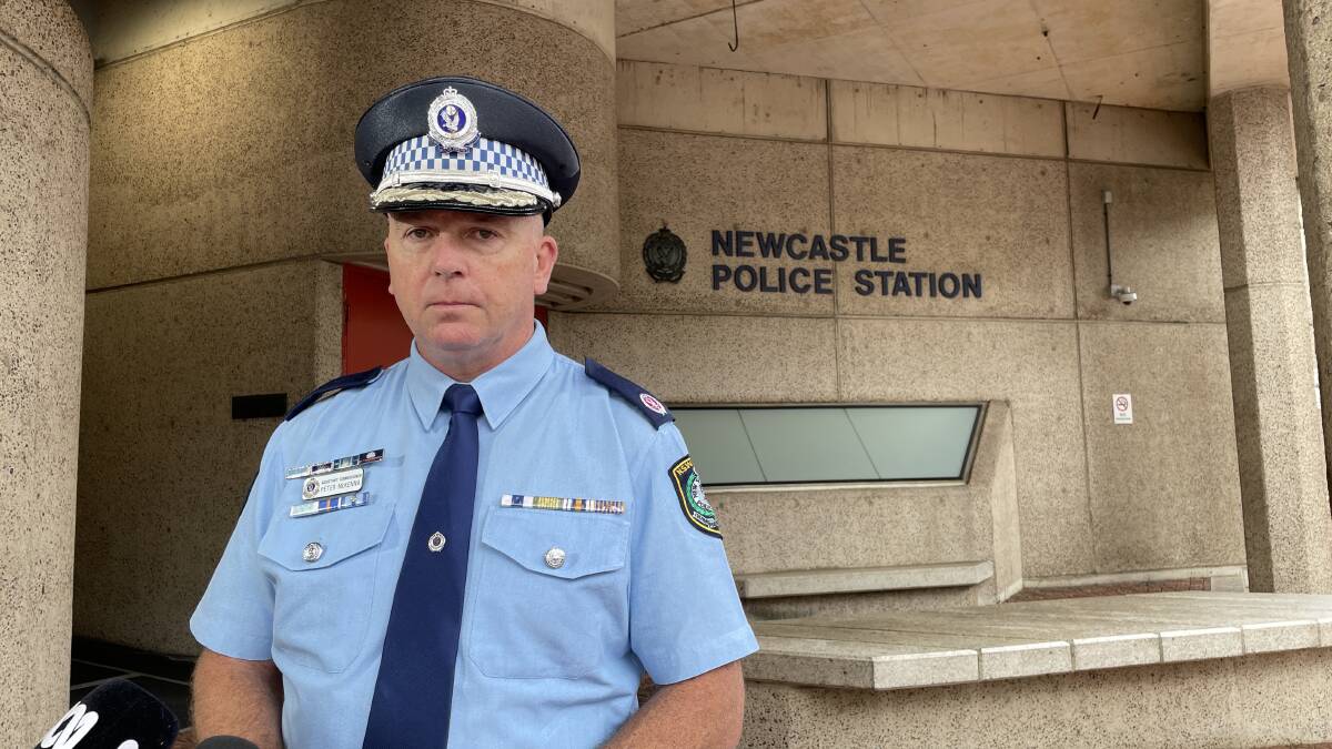 Northern Region Commander, Assistant Commissioner Peter McKenna outside Newcastle Police Station. Picture by Anna Falkenmire
