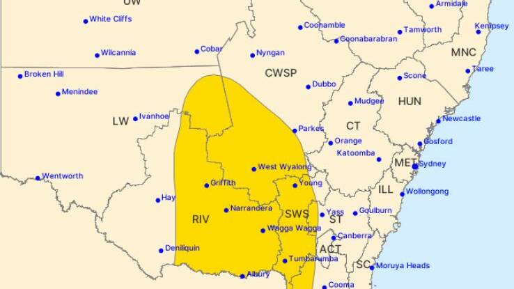 Severe thunderstorm warning issued on Monday morning