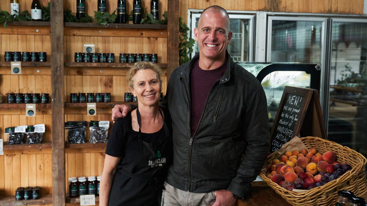 Cath Mullany of Ballinaclash Wines and Fruit with celebrity chef Fast Ed. Photo: contributed