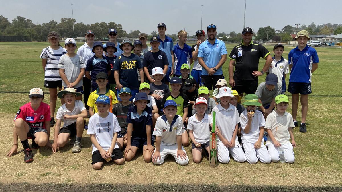A group of Young's junior cricketers at a skills earlier this year. Photo: contributed