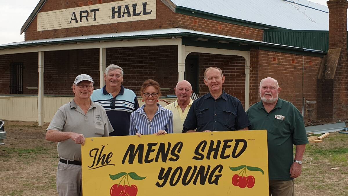 Wal Penfold, Brian Butcher, Steph Cooke MP, Merve Hesketh, Don Smyth and Bill Bladwin at the new Men's Shed Young building. Photo: contributed