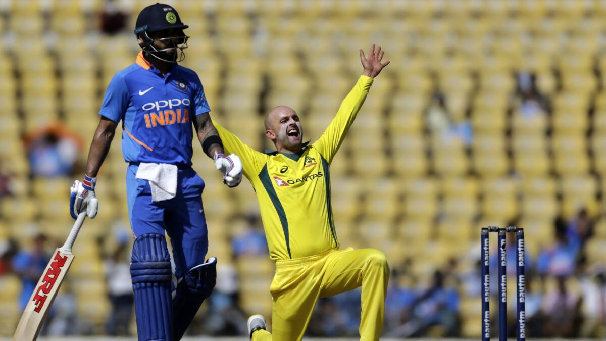 Nathan Lyon appeals for a wicket during the recent tour of India. Photo by AP