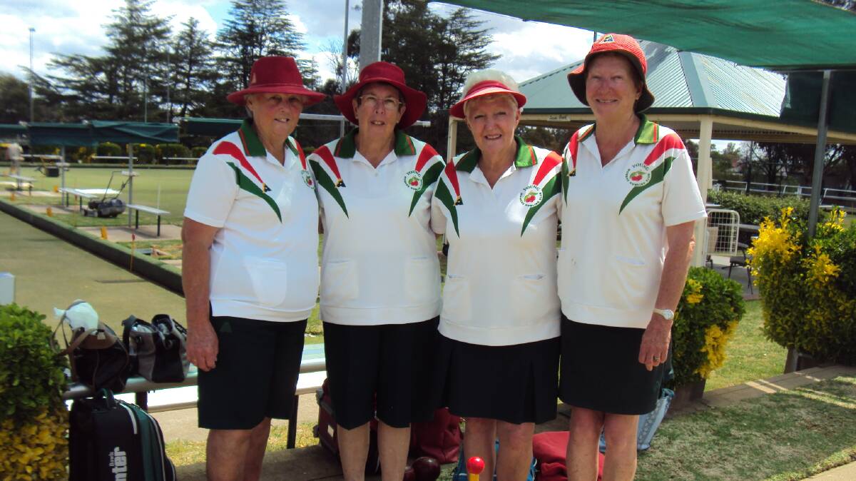 Young team representing Young in the South Western District Open Fours. Elsie Hines, Margaret Gailey, Heather Bailey and Judith Mulligan.