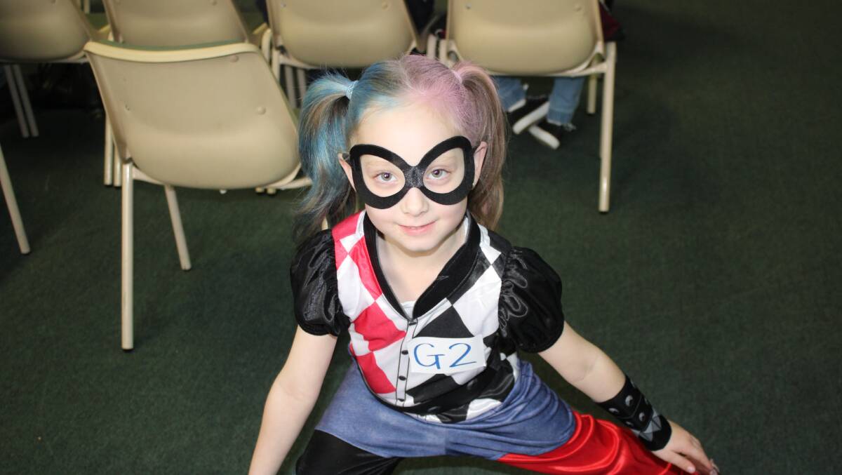 Emma Hindle, dressed as Harley Quinn from the DC Comics, at Saturday's Geek Out Convention at the Salvation Army hall. Photo: Caitlin Sheedy