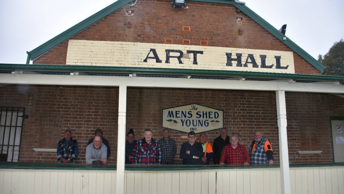 Young Men's Shed members at their new building at the Young Showground. Photo: Peter Guthrie
