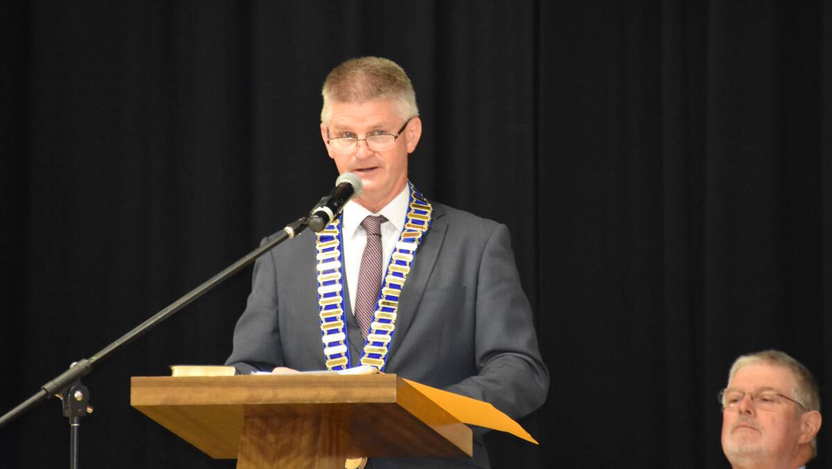 Hilltops mayor Brian Ingram at last year's Young Australia Day ceremony at Young Town Hall. Photo: Peter Guthrie