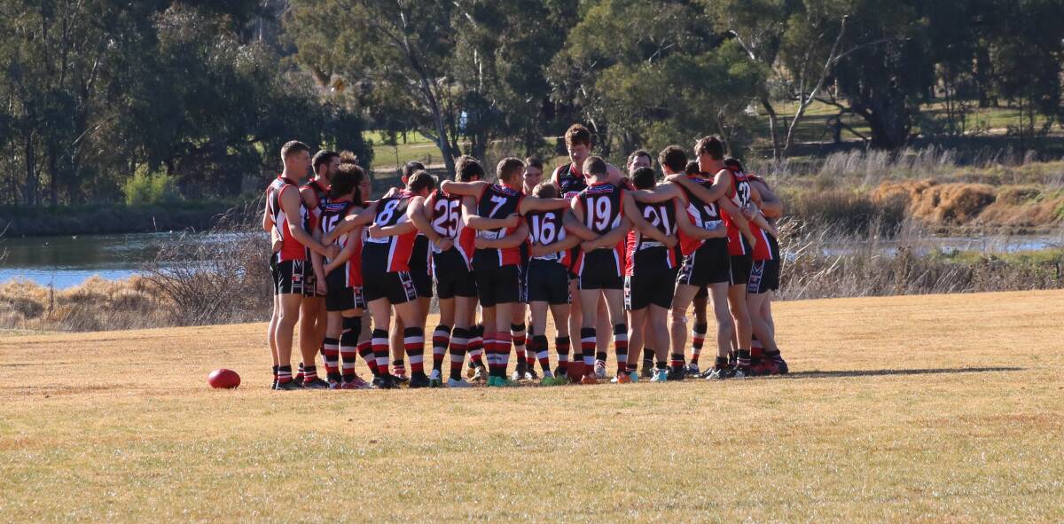 Young Saints pictured before a match during a previous Central West AFL season.