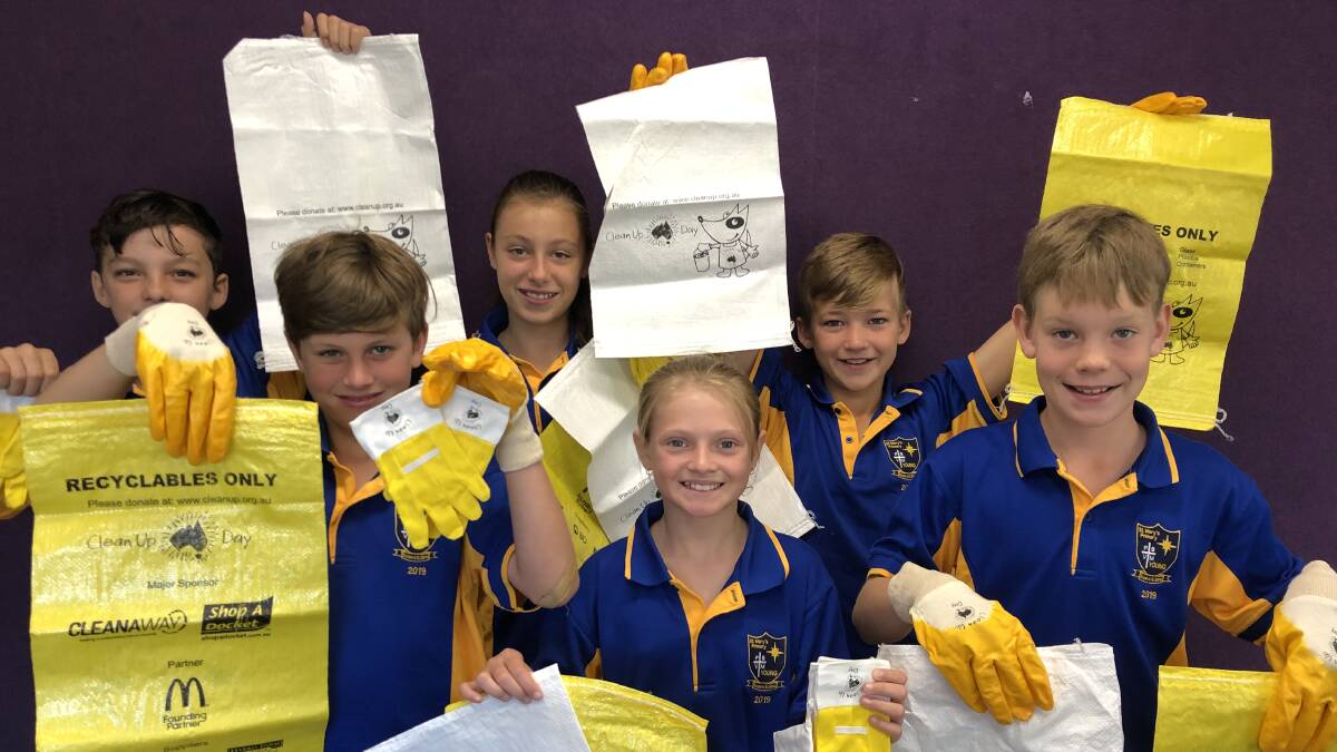 Year six Environmental Parliamentary Group preparing for Clean Up Australia Day 2019.