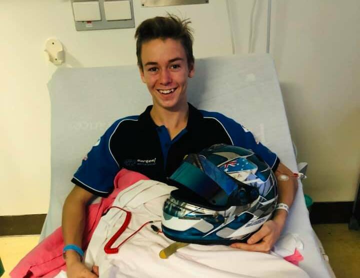 Tom Sargent in hospital after the crash which ruled him out of the weekend's racing at Sandown.