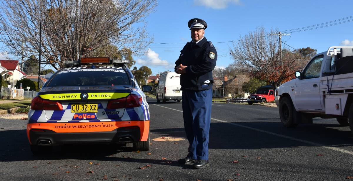 Inspector Jacob Reeves, Officer in Charge of Young Police, pictured on Wombat Street on Friday afternoon. Photo: Peter Guthrie