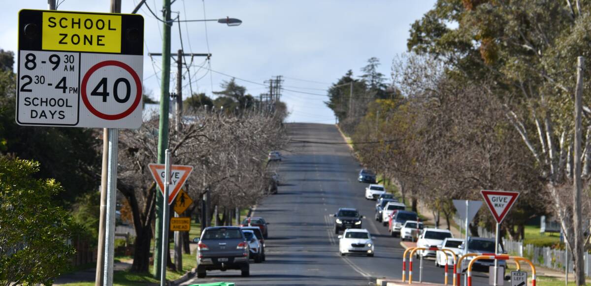 A motorist has been detected travelling 87km/hr inside a 40km/hr zone near Young North Public School. Photo: Peter Guthrie