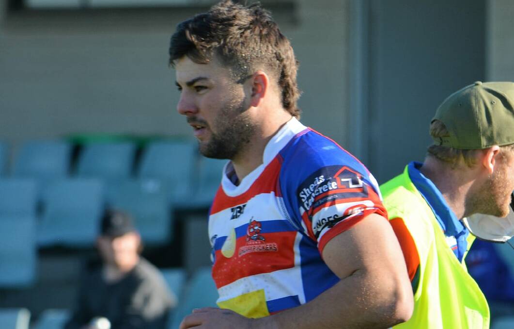 Gus Smith, pictured running out at Wagga last weekend, and the Cherrypickers will be aiming to advance their run of form on Sunday. Photo: Young Cherrypickers RLFC/Facebook