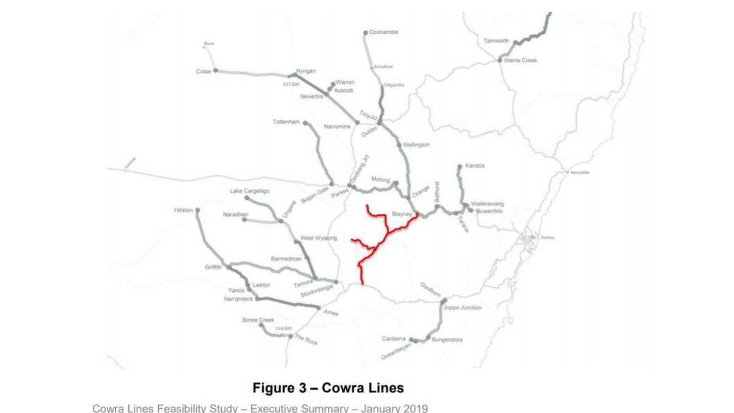 Cowra Lines (highlighted red) in their entirity. 
