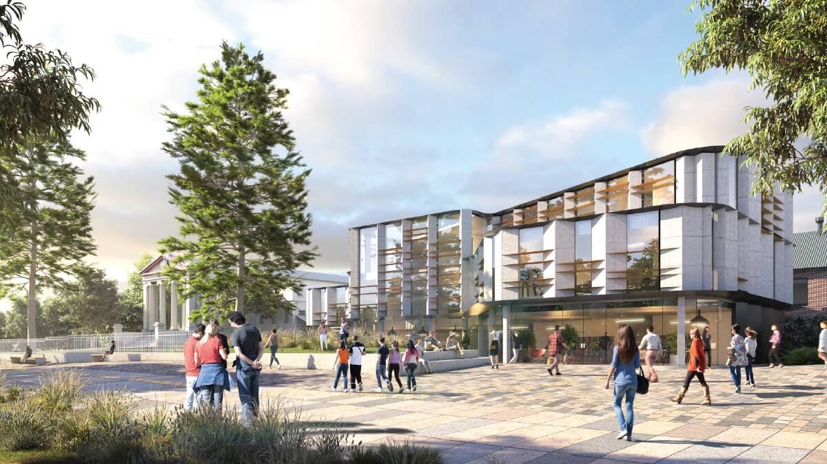 Artist's impression of the front of the joint use library and community facility facing Carrington Park.