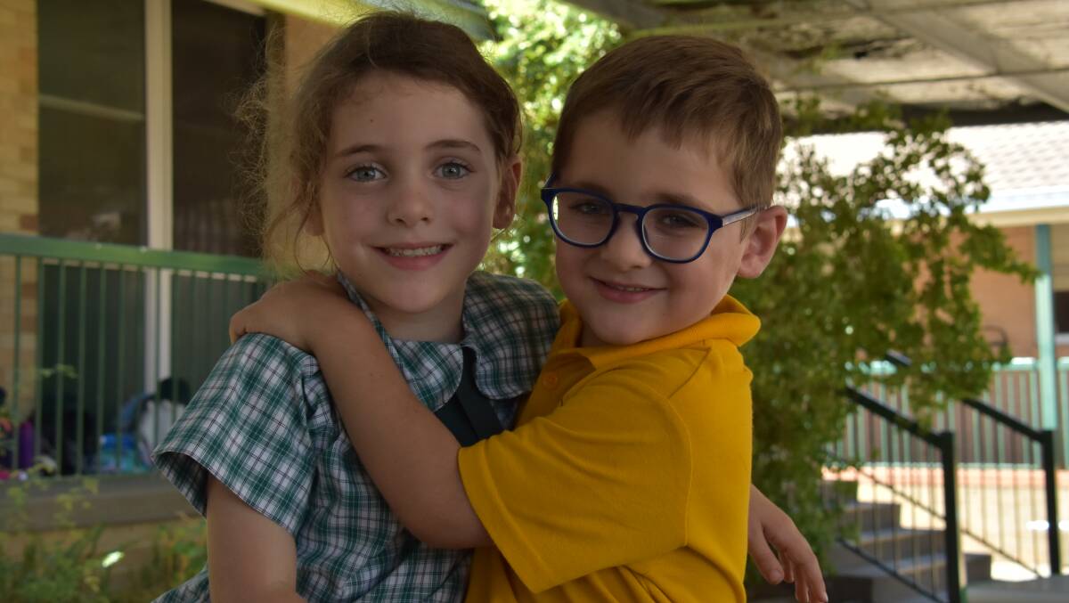 Lucille and Theodore Flagg have started at Young Public School and are the only twins to begin school in Young this year. Photo: Peter Guthrie