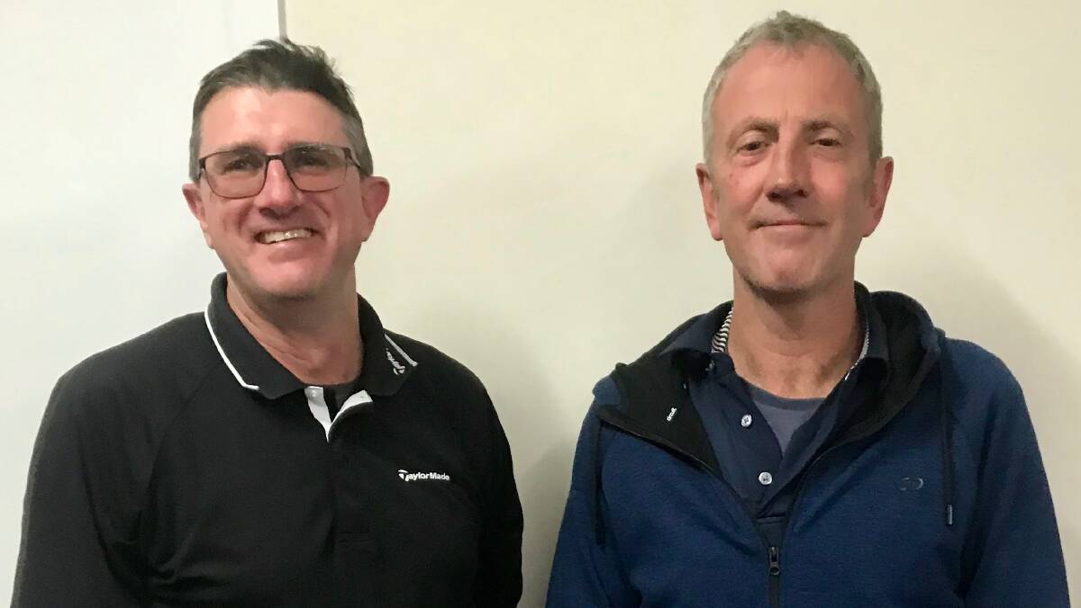 August Keith Simmons Engineering monthly medals winners Steve Connelly (A grade) and Darcy Whinam (C grade). Photo: contributed