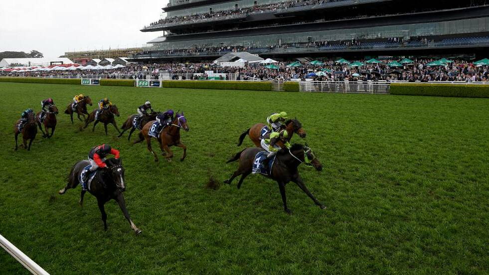 Kerrin McEvoy pilots Don't Give A Damn to a fourth place finish in The Kosciuszko at Royal Randwick on Saturday. AAP Image/Dan Himbrechts