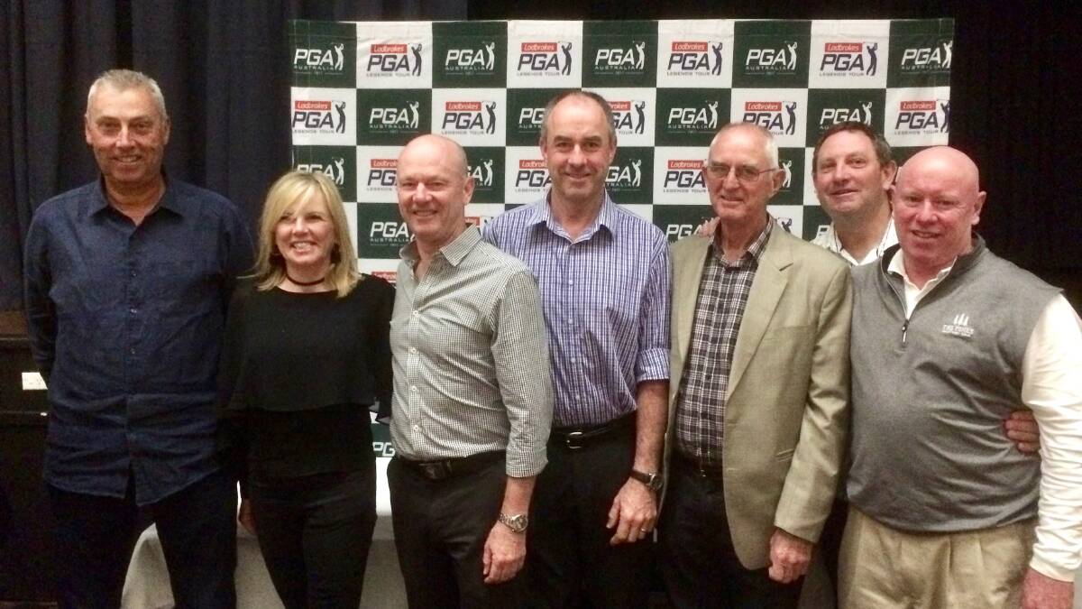 Mike Harwood, Gillian Rae, Glen Joyner, Grant Kenny, Geoff Connelly, Bryce Mawhinney and Terry Rice at the Pro-Am dinner.