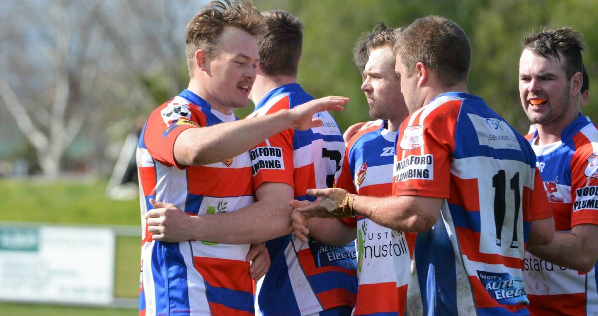 Young captain Nick Bush and the reserve grade side celebrates a try against Albury last week. Photo: Sharon Corcoran