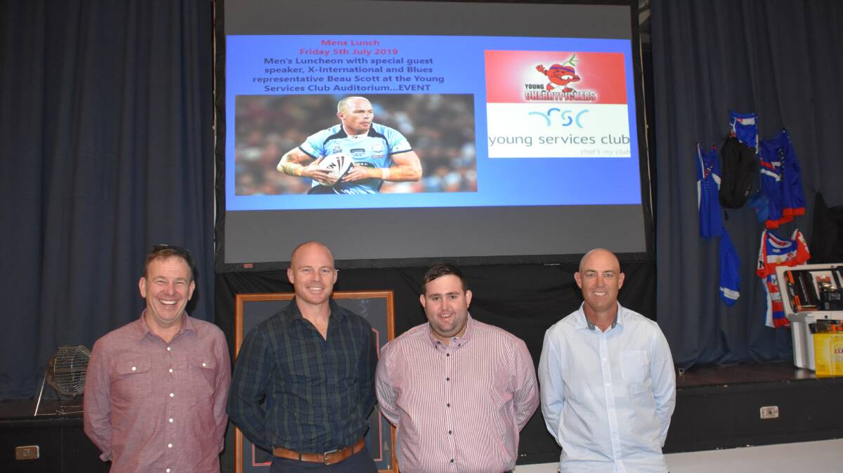 Robert Bush, Beau Scott, Beau Elsey and Young Cherrypickers president Garry Lucas at the Men's Luncheon on Friday.
