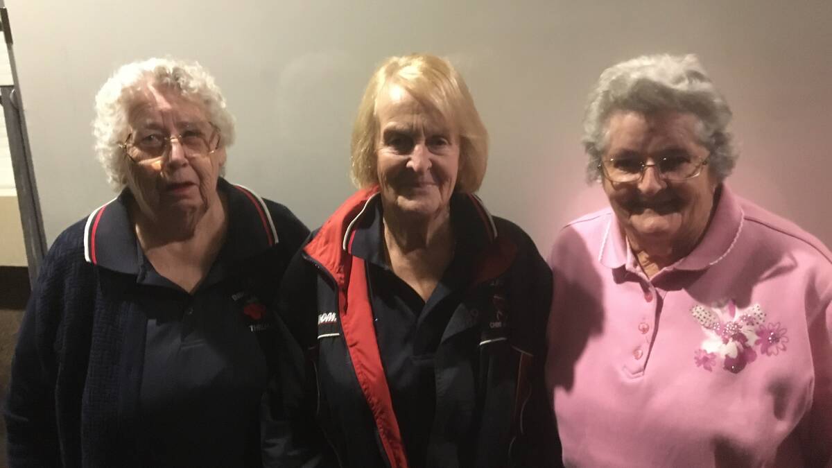The week's indoor bowls winners Thelma Roberts, Judy Bray and Heather Martin. Photo: contributed 