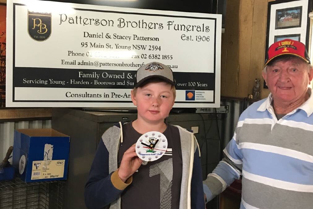 Brice Primmer took out the junior's longest drive in Sunday's competition. He's pictured with Barry Hazelgrove.