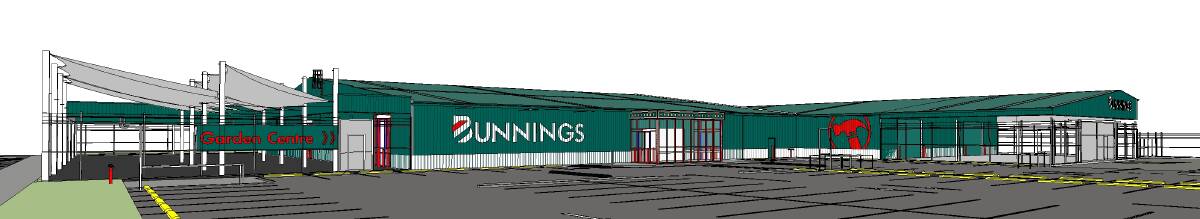 Artists impression of a view of the front of the new Bunnings Young building. Photo: contributed