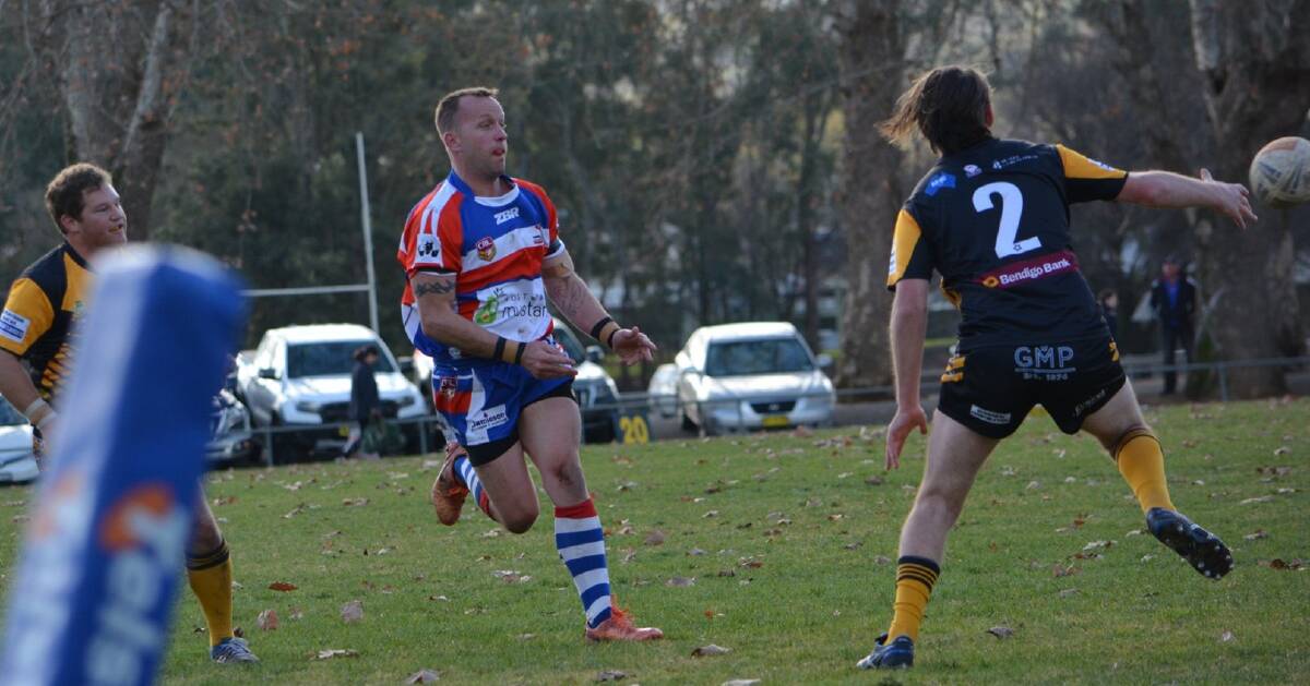 Jason Brown crossed for two tries in Young Cherrypickers reserve grade side's victory at Temora on Sunday. Photo: Bec Goodlock