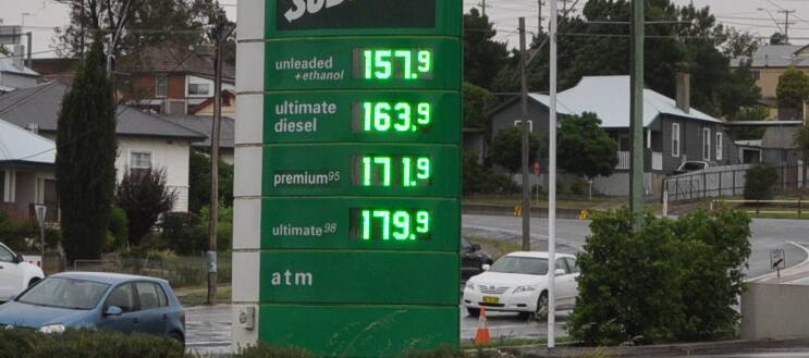 Petrol prices in Young on Thursday afternoon.