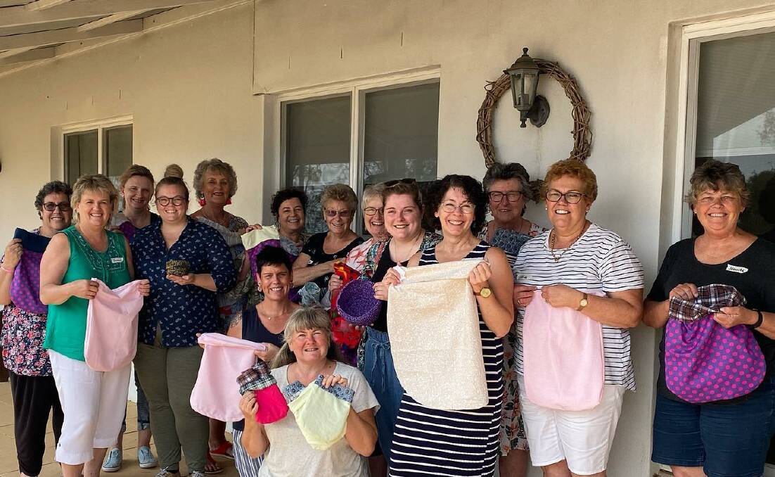 The ladies used sewing machines, crochet hooks, wool and material to make hundreds of items to help wildlife injured in the state's bushfires. Photo: contributed