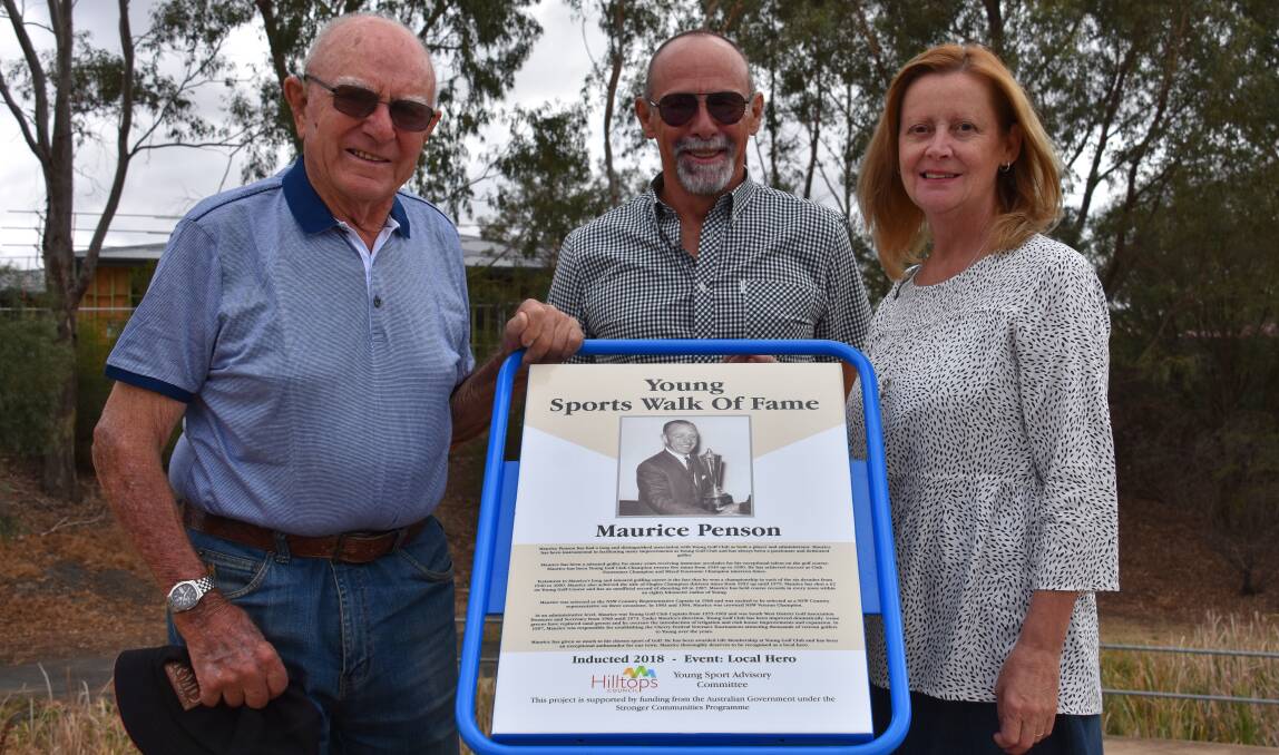 Walk of Fame inductee Maurice Penson, his son Brad Penson and daughter-in-law Cathy Penson on Tuesday morning. Photo: Peter Guthrie
