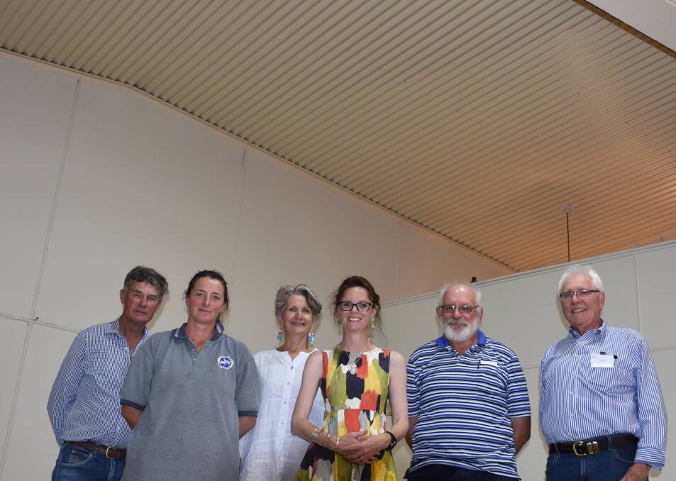 Bribbarree residents with Member for Cootamundra Steph Cooke and Hilltops Council councillors Marg Roles and John Horton. Photo: Peter Guthrie