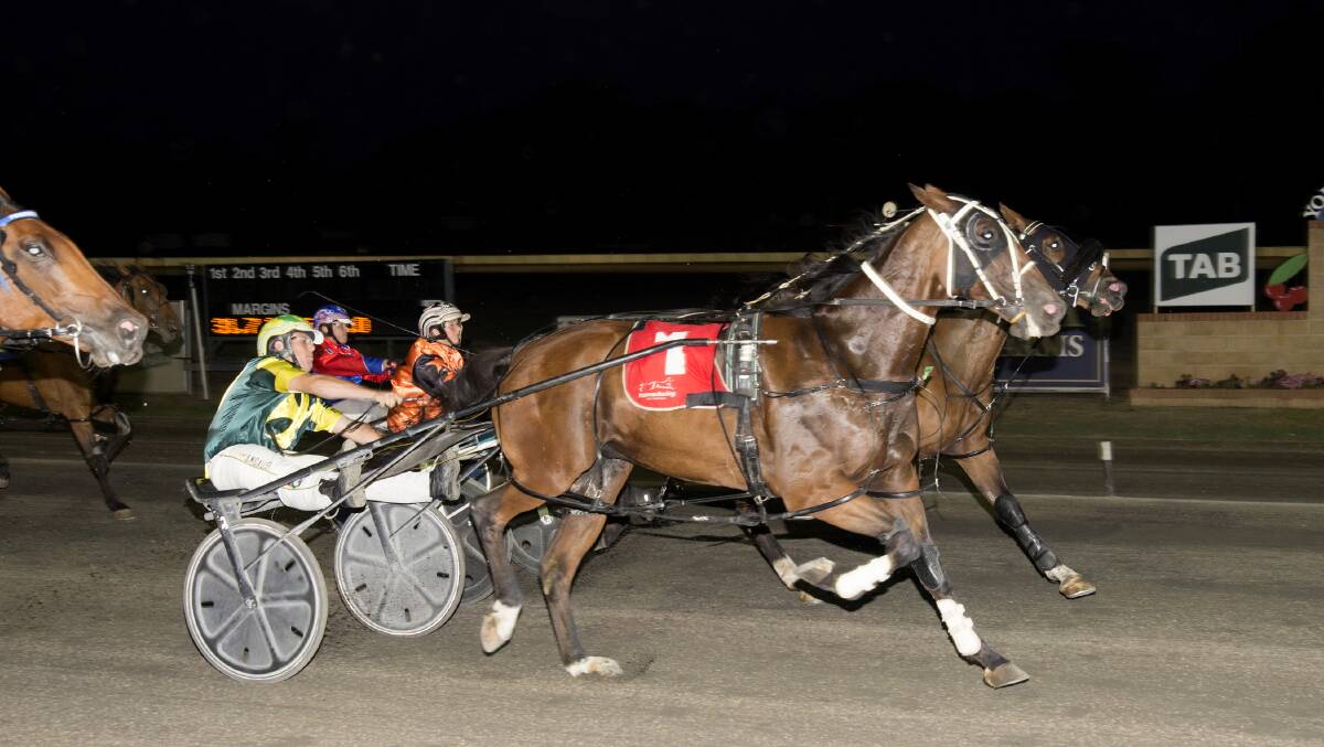 Winner of race four Dragon Stride driven by Blake Micallef. Races on Tuesday were delayed due to storm activity. Photo: Martin Langfield