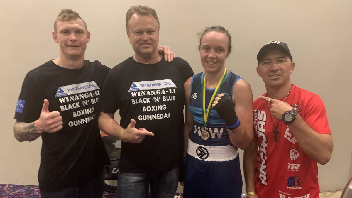 Wade Ryan, David Syphers, Enja Prest and Todd Makelim following Prest's Australian title victory on Saturday. Photo: contributed