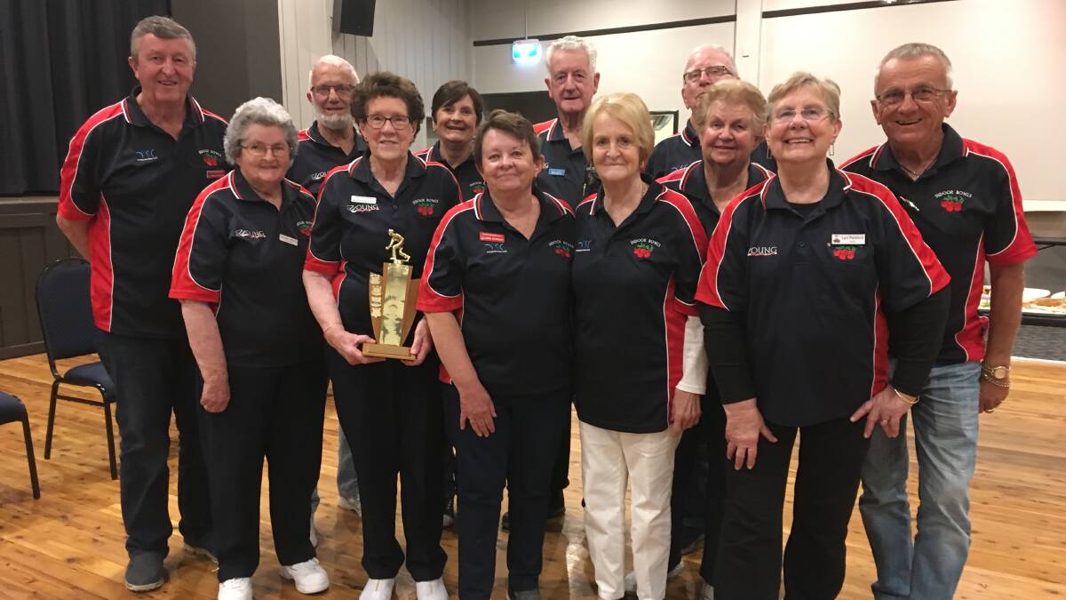 The Young Indoor Bowls Club team pictured at Cootamundra last week. The club was proud to have each member wearing its colours.