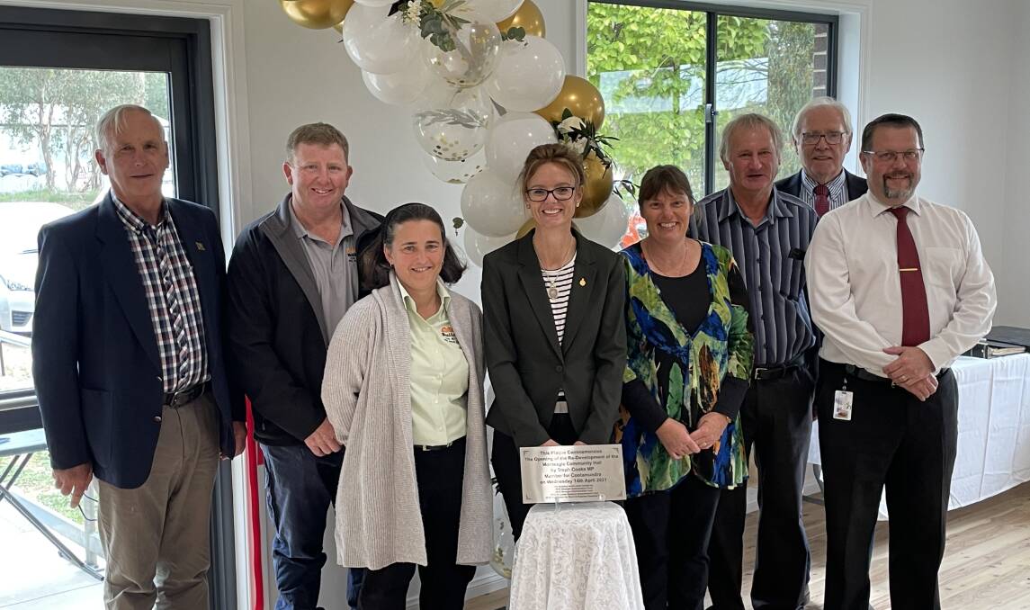 Steph Cooke MP at the Monteagle Hall opening with
Hilltops councillors, general manager Anthony O'Reilly,
and Monteagle Hall committee members. Photo: contributed