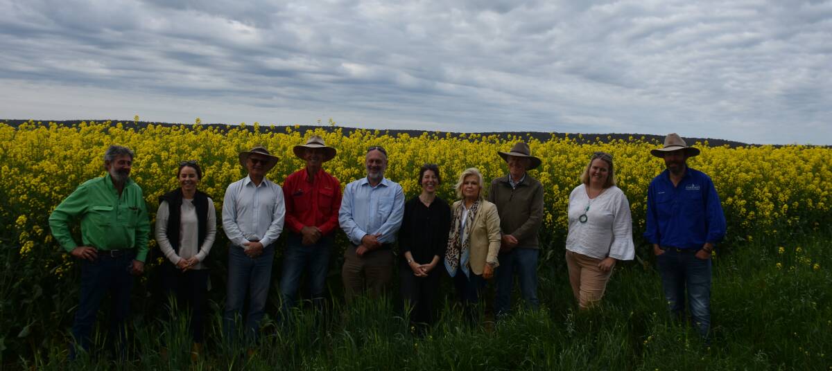 Bill and Rhonda Daley from YLAD Living Soils with Professor Tim Flannery and representatives from the Australian Museum and farmers from the local area. Photo: Peter Guthrie