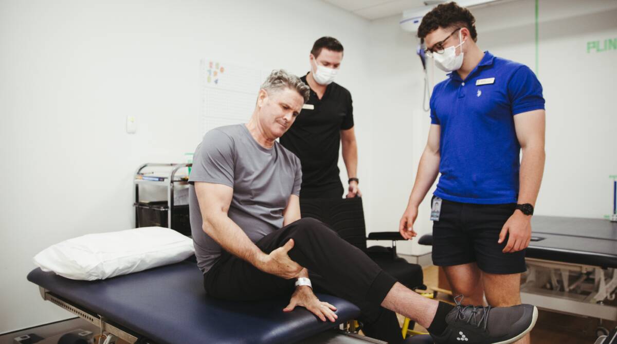 Chris Cairns in the rehabilitation centre at the University of Canberra Hospital. Picture: Dion Georgopoulos