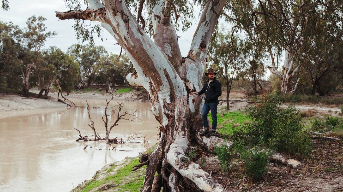 Voice of Real Australia host Tom Melville out reporting on the Darling River. Picture: Dion Georgopoulos