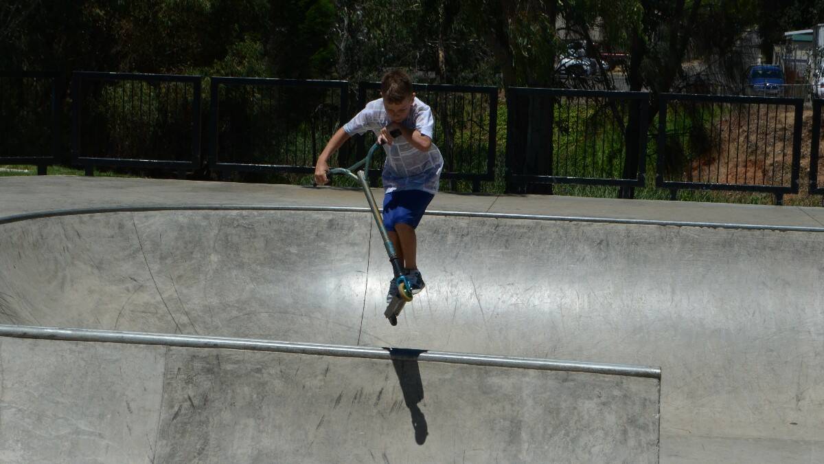 Getting Air: Jeremy White hits one of the many jumps at Young's Skate Park. Photo: Bradley Jurd